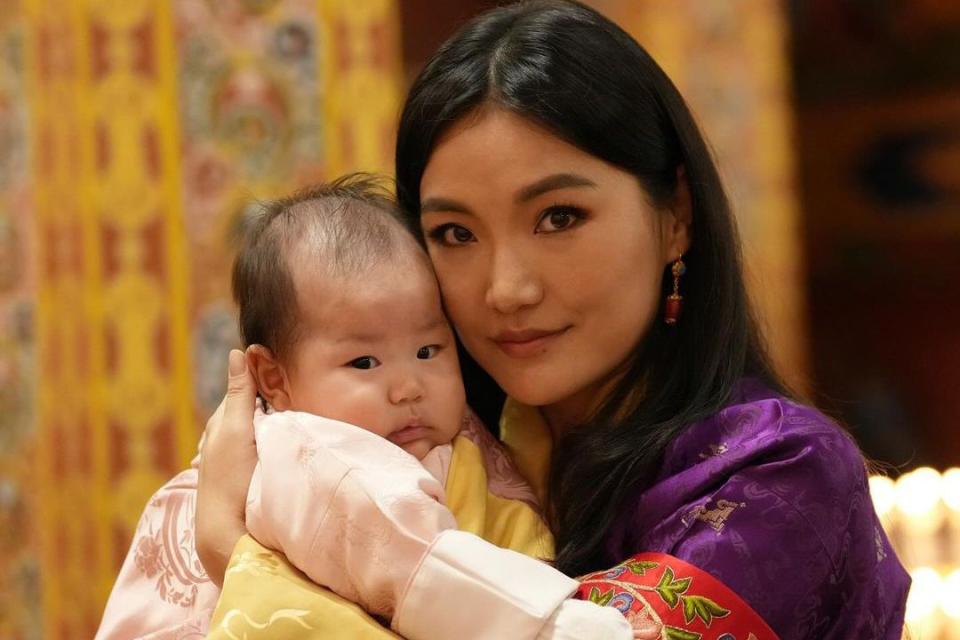 <p>Queen Jetsun Pema/Instagram</p> Queen Jestun Pema and baby Sonam Yangden Wangchuck at the newborn