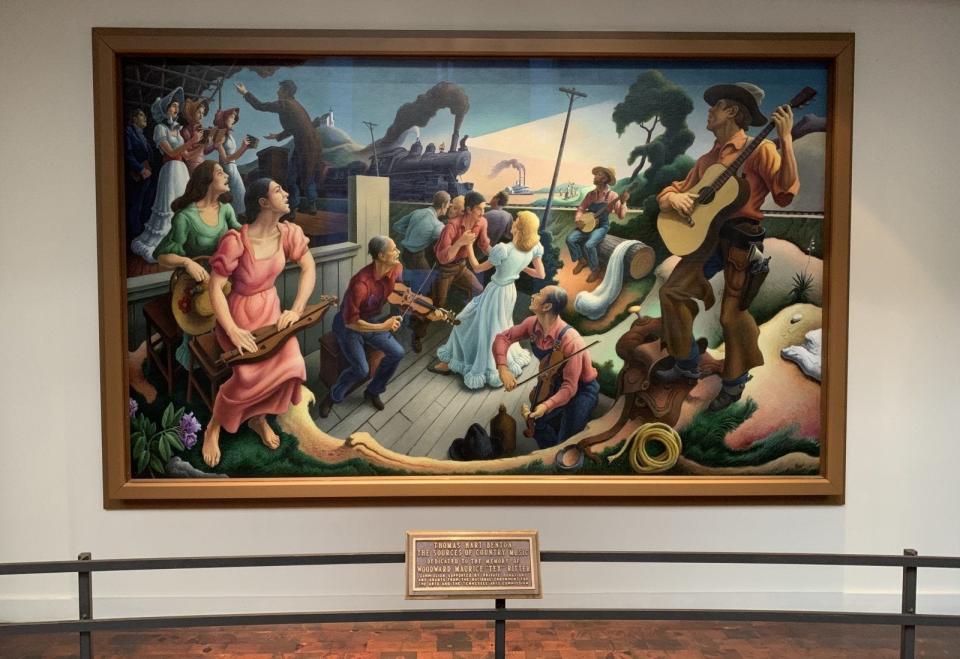 Thomas Hart Benton's mural "The Sources of Country Music" is on display in the rotunda of the Country Music Hall of Fame and Museum.