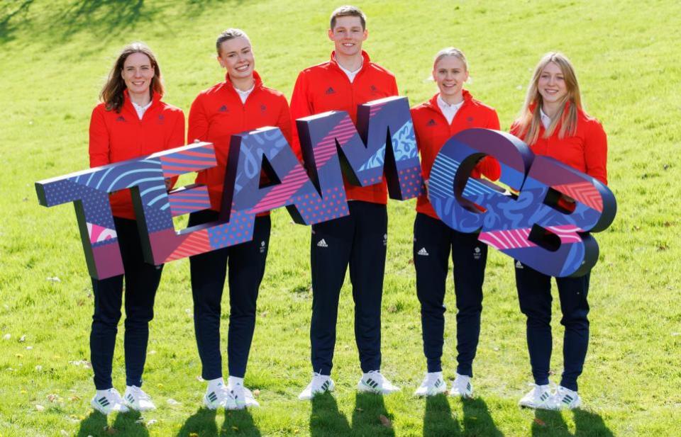 The Herald: Kathleen Dawson (L) is one of five Scots in Team GB's swimming squad for Paris 2024. The others, from L-R are Katie Shanahan, Duncan Scott, Lucy Hope and Keanna MacInnes