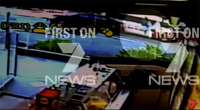 The moment the cabbie is flipped into the air after being struck. Source: 7 News.