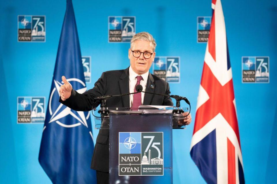 Sir Keir Starmer at his news conference following the Nato summit in Washington, on 11 JUly 2024