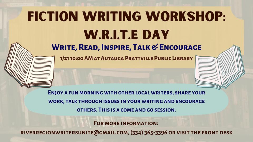 The Autauga Prattville Public Library will host a Fiction Writing Workshop on Saturday.