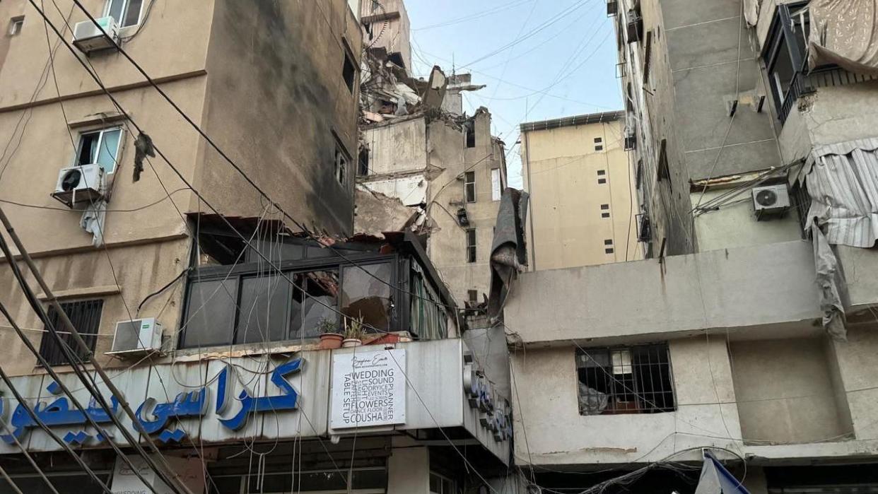 El edificio atacado en Beirut por Israel