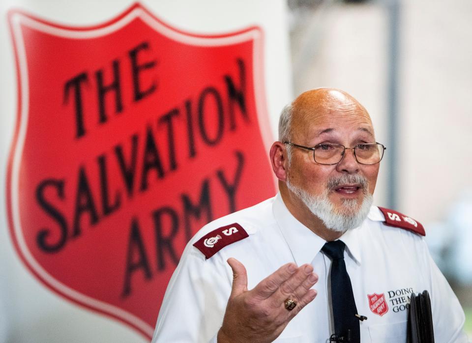 Major Harvey Johnson announces immediate plans for the Montgomery Salvation Army to move operations from their Maxwell Blvd. during a press briefing at the facility in Montgomery, Ala., on Monday December 19, 2022.