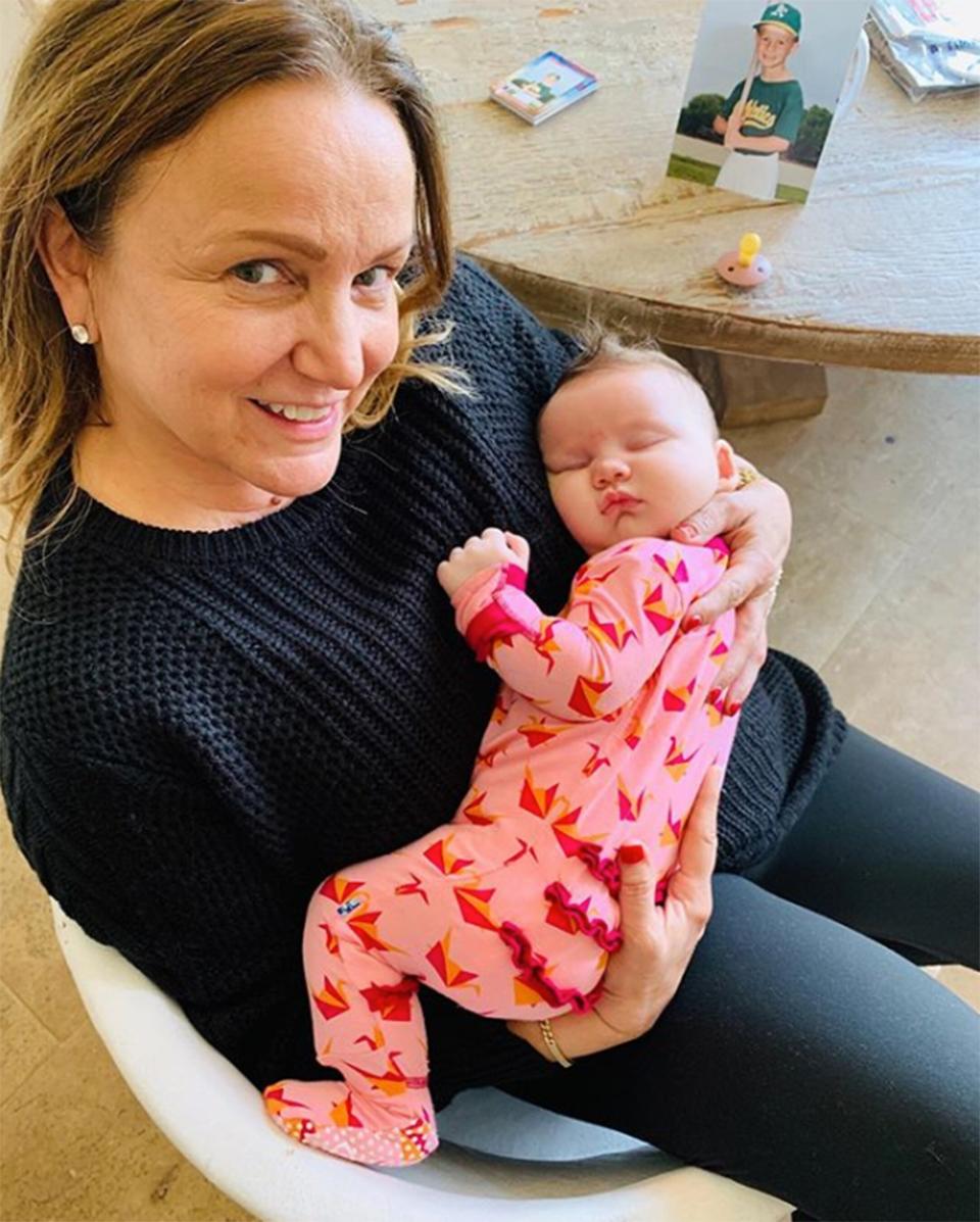 Grandma Tina Simpson came by in May for some "Sunday snuggles," <a href="https://www.instagram.com/p/Bxp9_HnHZVP/" rel="nofollow noopener" target="_blank" data-ylk="slk:Mom shared;elm:context_link;itc:0;sec:content-canvas" class="link ">Mom shared</a>.