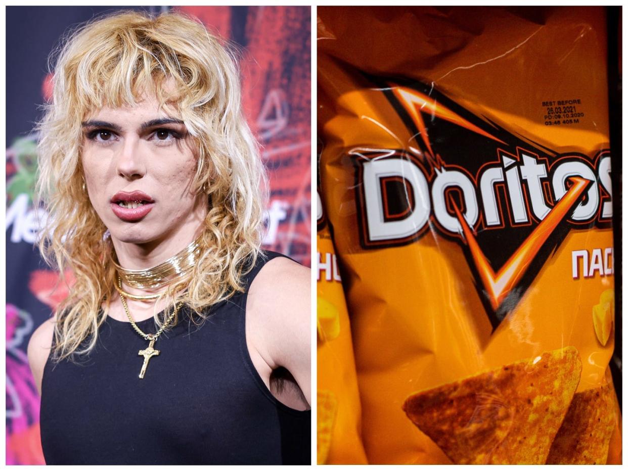 side-by-side of Hudson and Doritos bag of chips
