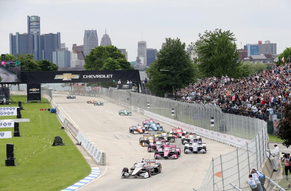 The start of the Detroit Grand Prix NTT INDYCAR Series Championship race Sunday, June 5, 2022 on Belle Isle.