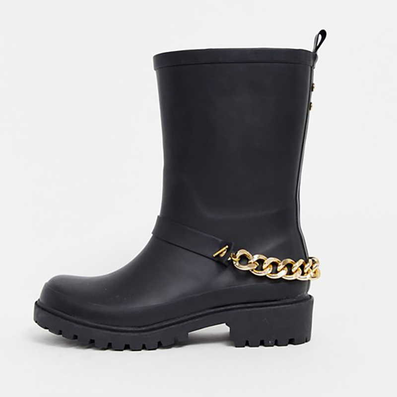 ASOS Grove Chunky Biker Wellies with Chain