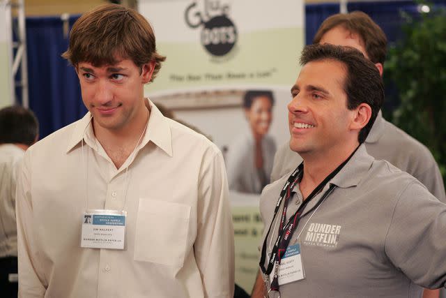 <p>Justin Lubin/NBCU Photo Bank/NBCUniversal via Getty</p> John Krasinski and Steve Carrell star in "The Office" in 2006.