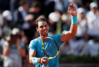 Tennis - French Open - Roland Garros, Paris, France - May 31, 2018 Spain's Rafael Nadal celebrates winning his second round match against Argentina's Guido Pella REUTERS/Benoit Tessier