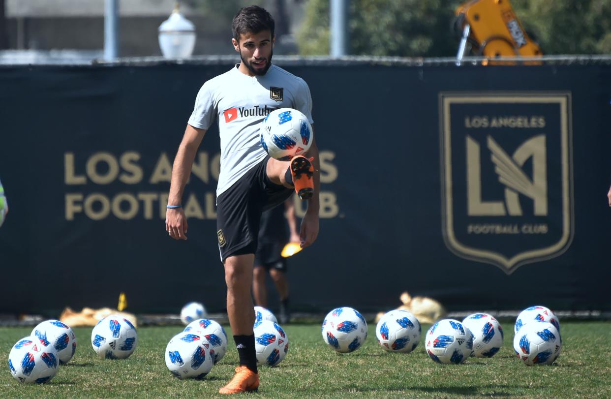 MLS plans to allow its players, like LAFC's Diego Rossi, to begin training individually at team facilities beginning March 27. (Frederic J. Brown/Getty)