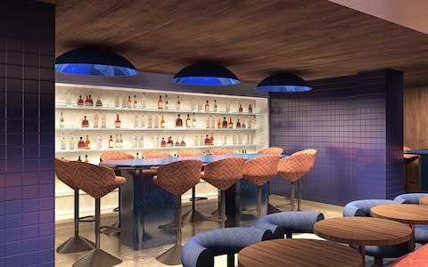 A CGI of a bar area