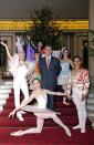 <p>At Buckingham Palace, Prince Andrew poses with dancers from the English National Ballet.</p>