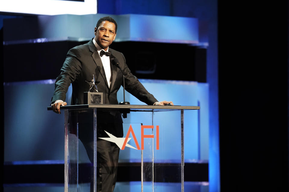 HOLLYWOOD, CALIFORNIA - JUNE 06: Denzel Washington speaks onstage at the 47th AFI Life Achievement Award honoring Denzel Washington at Dolby Theatre on June 06, 2019 in Hollywood, California. (Photo by Erik Voake/Getty Images for WarnerMedia) 610530