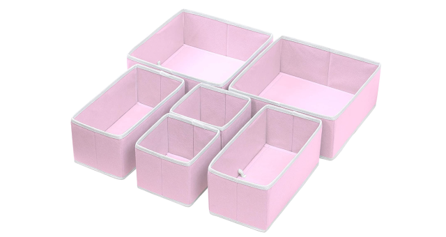 Apsan Collapsible Storage Bins with Lids for Organizing , Stackable Clear, Pink