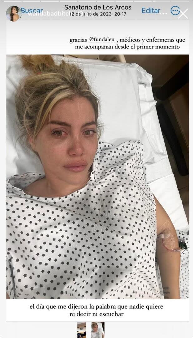 Wanda Nara compartió una foto del día que le dijeron que tenía leucemia (Foto: Instagram @wandabadbitch)