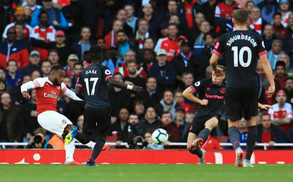Arsenal’s Alexandre Lacazette fired Arsenal in front against the run of play
