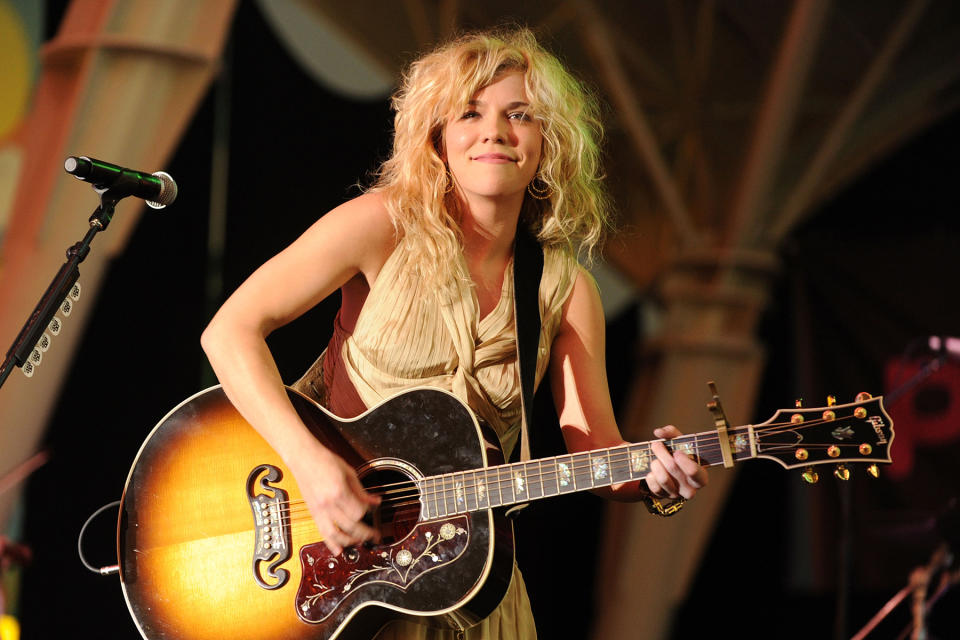 LAS VEGAS - APRIL 16:  Musician Kimberly Perry of The Band Perry performs onstage at the 45th Annual Academy of Country Music Awards concerts at the Fremont Street Experience on Fremont Street during the on April 16, 2010 in Las Vegas, Nevada.  (Photo by Frazer Harrison/Getty Images)