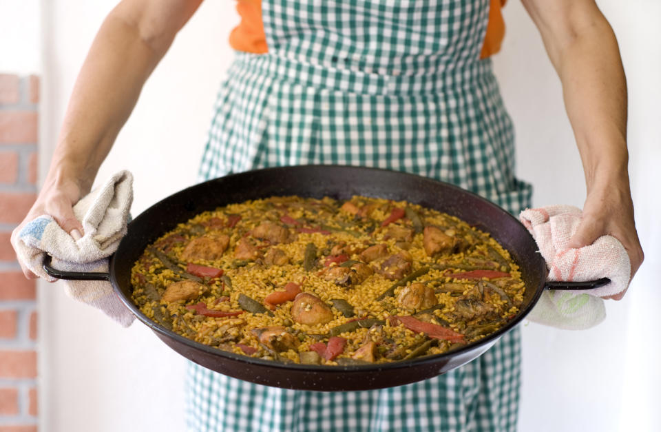 a pan of paella