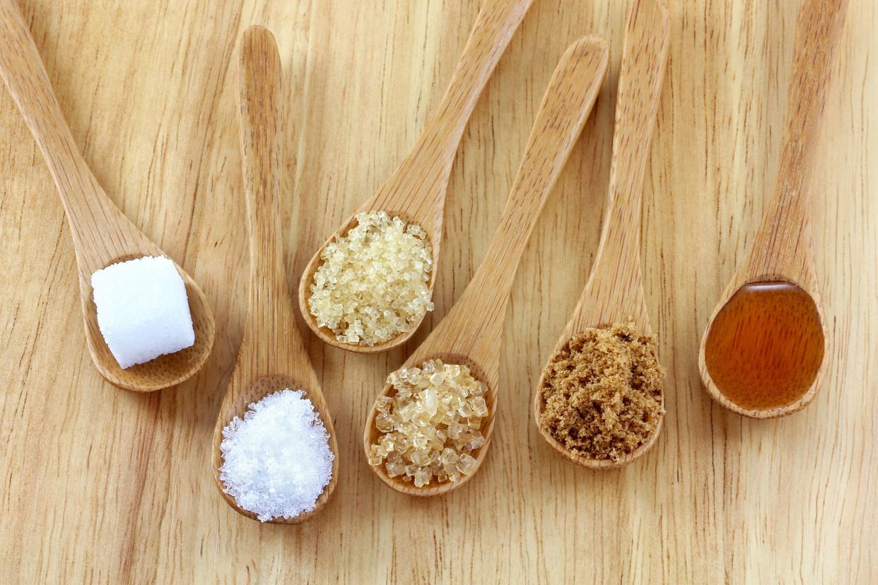 Types of sugar on spoons