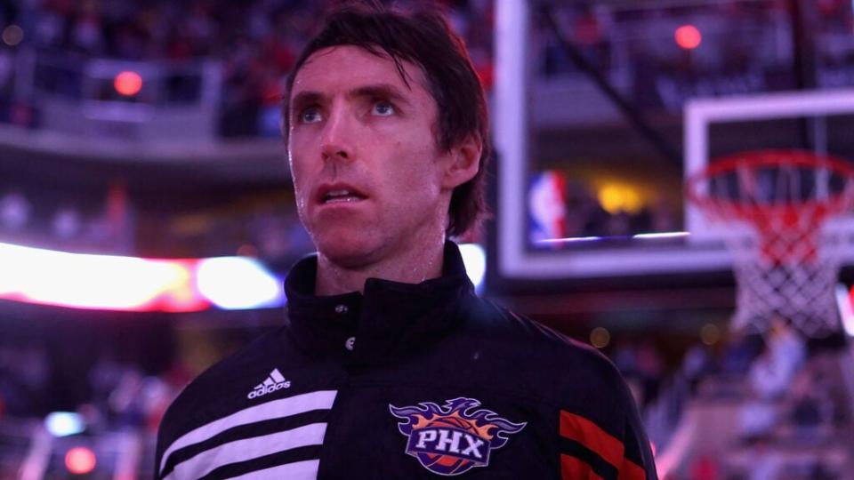 Steve Nash #13 of the Phoenix Suns stands attended for the National Anthem before the NBA game against the San Antonio Spurs at US Airways Center on April 25, 2012 in Phoenix, Arizona. The Spurs defeated the Suns 110-106. NOTE TO USER: User expressly acknowledges and agrees that, by downloading and or using this photograph, User is consenting to the terms and conditions of the Getty Images License Agreement. (Photo by Christian Petersen/Getty Images)