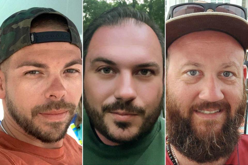<p>Facebook (2)</p> Clayton McGeeney, David Harrington and Ricky Johnson were found dead outside their friend