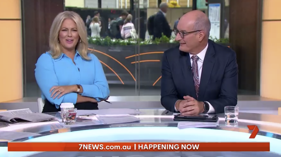 Sam Armytage was left unimpressed on Tuesday morning when a Sunrise reporter's live cross from Brisbane was taken over by a group of 'zombies' protesting climate change outside of Queensland parliament. Photo: Seven