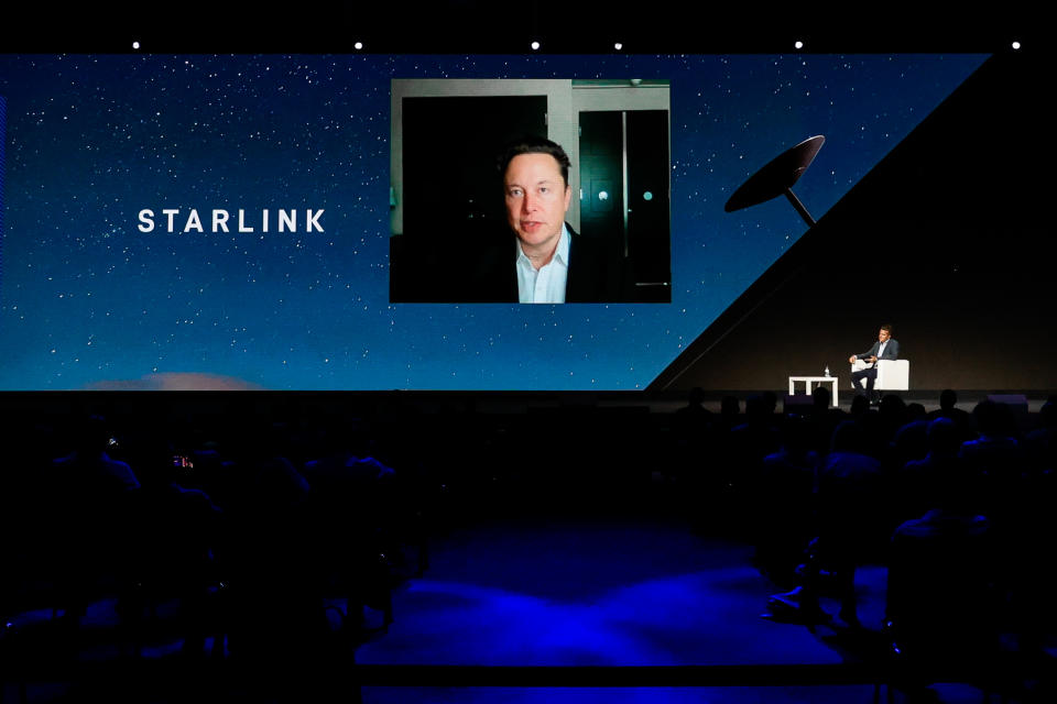 Elon Musk, the Chief Engineer of SpaceX, speaking about the Starlink project at MWC hybrid Keynote during the second day of Mobile World Congress (MWC) Barcelona, on June 29, 2021 in Barcelona, Spain.
 (Photo by Joan Cros/NurPhoto via Getty Images)