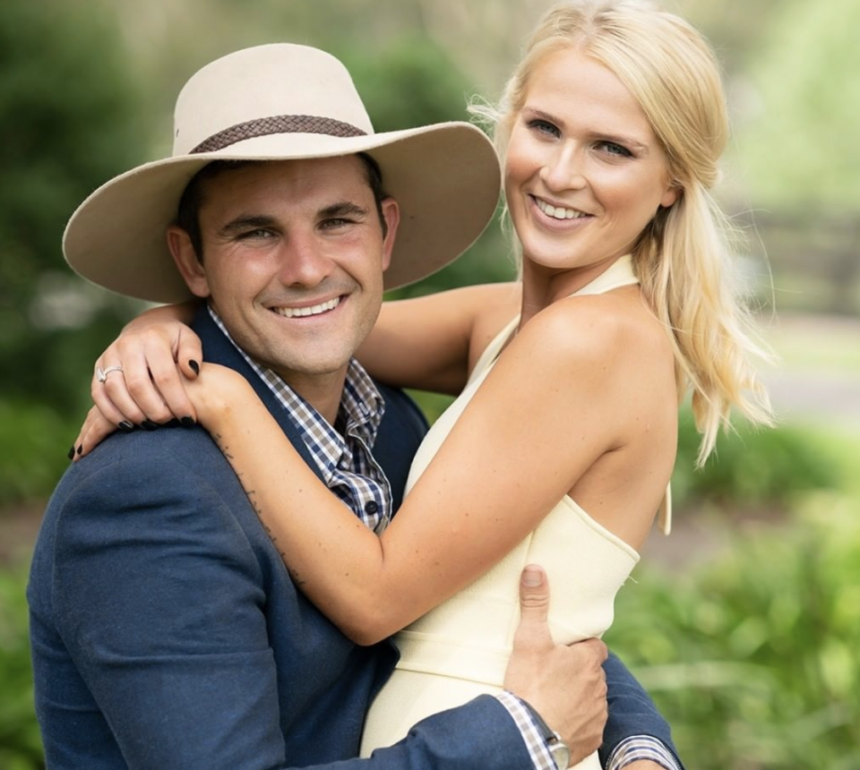 Farmer Alex with Jess, who he chose on the show. Photo: Channel 7.