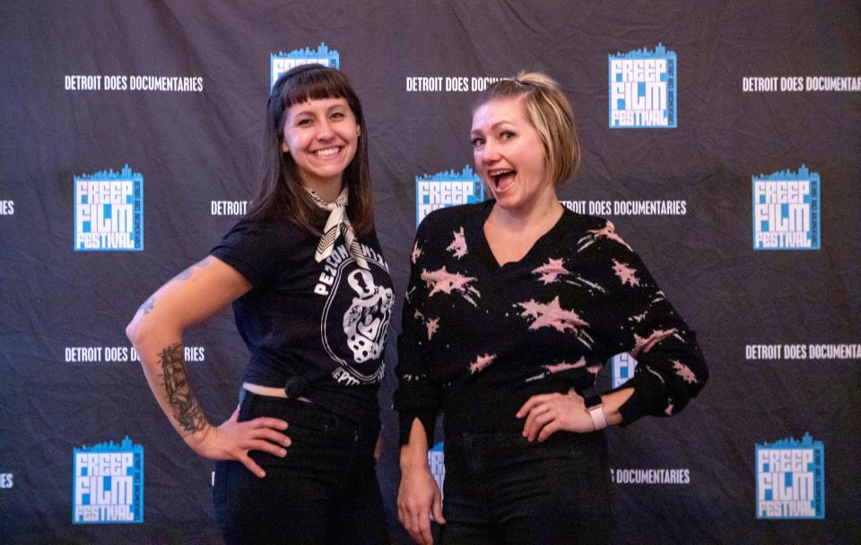 Co-producer Dawn Bender, left, and director and producer Amy Storkel are screening their film "The Pez Outlaw" at the Detroit Film Theatre on May 1, 2022.
