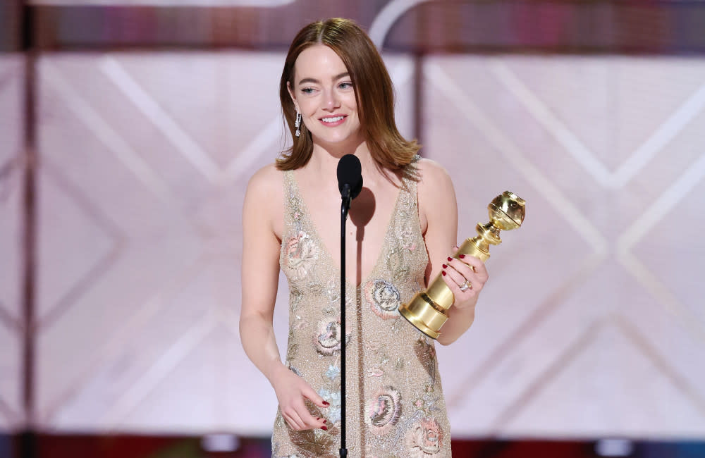 Emma Stone at 81st Annual Golden Globe Awards Jan 2024 - Getty