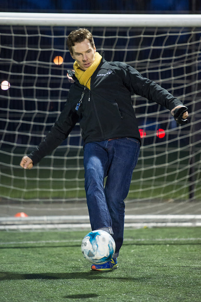 <p>The <em>Dr. Who</em> star kicked around a soccer ball in London on Tuesday, ahead of his gig hosting the 2018 Laureus World Sports Awards later this month. (Photo: Jeff Spicer/Getty Images for Laureus) </p>