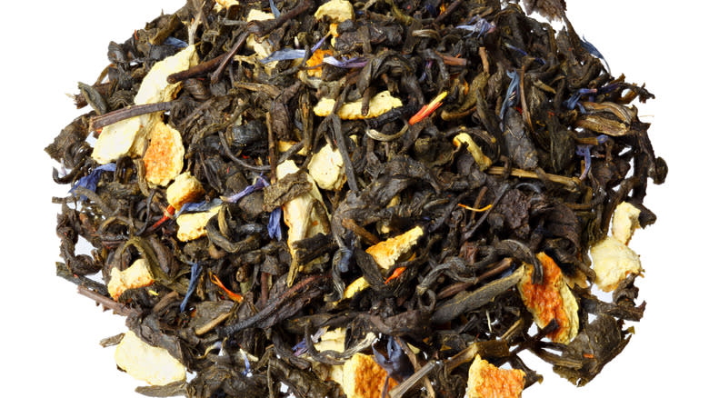 Earl grey tea against white