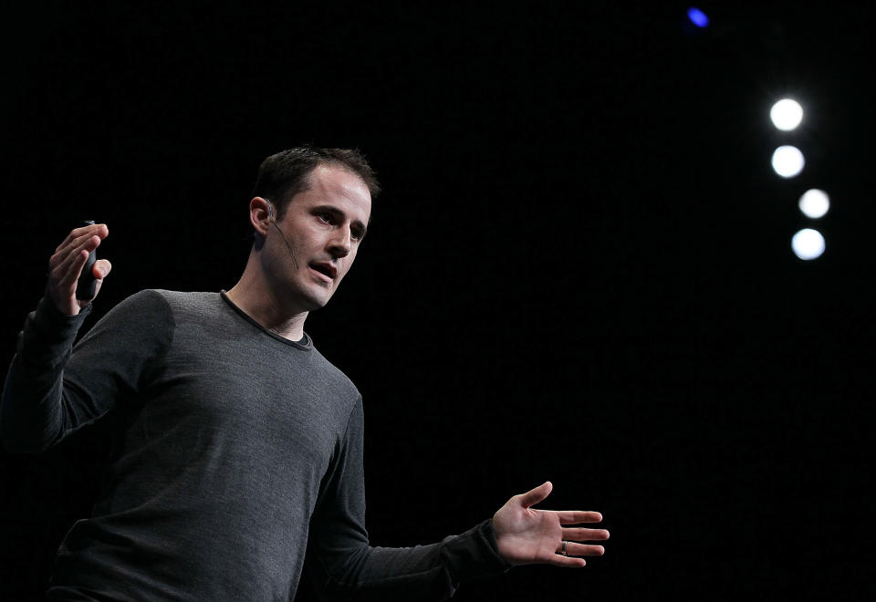 SAN FRANCISCO - APRIL 14:  Twitter CEO Evan Williams speaks during the first annual Chirp, Twitter Developer's Conference April 14, 2010 in San Francisco, California. The conference is a two day event for developers who work with the popular social networking service.  (Photo by Justin Sullivan/Getty Images)