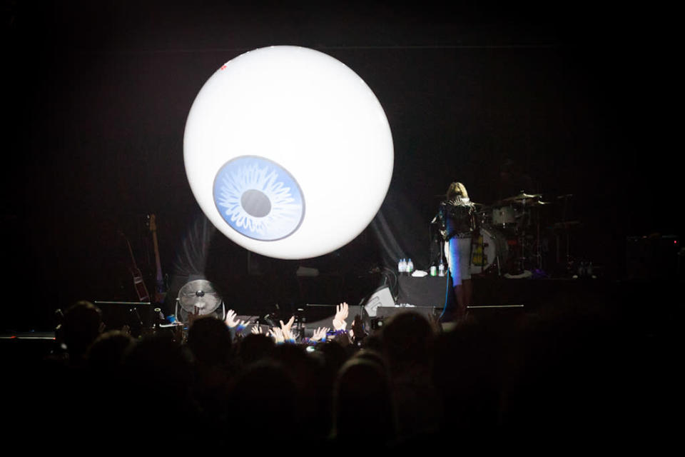 Freaky eye balloon bounces off the crowd during the YYY set. Big Night Out 2013 (Photo by Niña Sandejas)