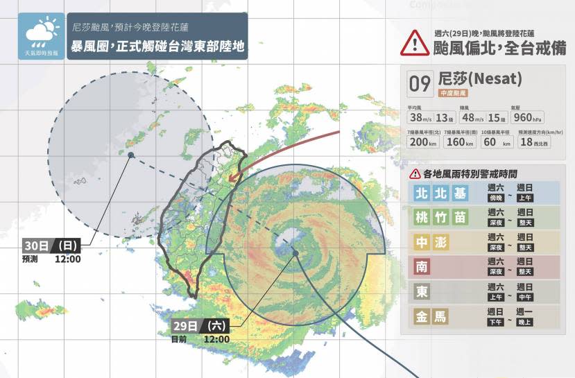 「天氣即時預報」為大家分區整理天氣概況。（圖／翻攝自臉書專頁「天氣即時預報」）