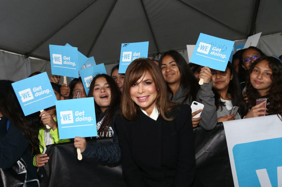 Paula Abdul poses with fans before WE Day California. (Photo: Tommaso Boddi/Getty Images for WE)