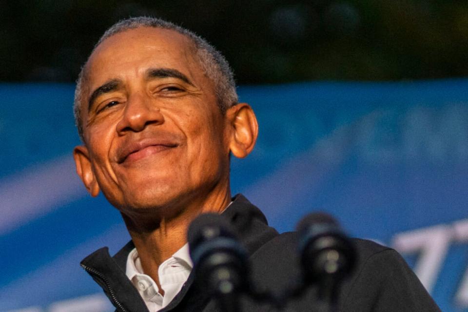 Former U.S. President Barack Obama speaks during an early vote rally for New Jersey Gov. Phil Murphy in 2021 in Newark, New Jersey. People are heading to the polls in Jersey for early voting as Murphy faces Republican challenger Jack Ciattarelli. (Photo: Eduardo Munoz Alvarez/Getty Images)