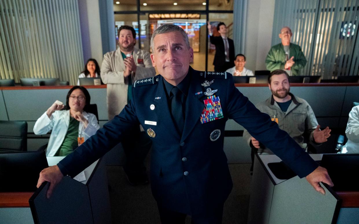 Steve Carell leads a strong cast in the space race sitcom Space Force - Netflix