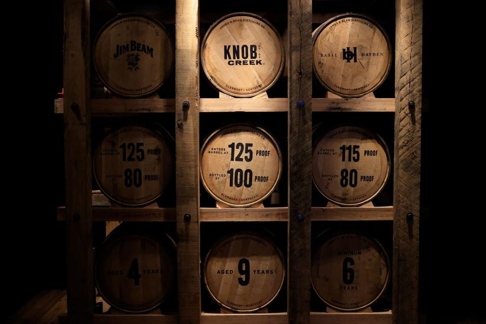 stored barrels for basil hayden and knob creek bourbon