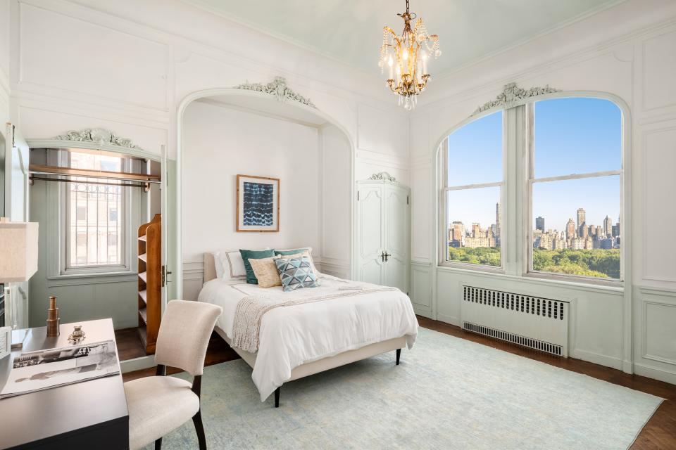 One of the bedrooms in Giorgio Armani's new home overlooks Central Park.