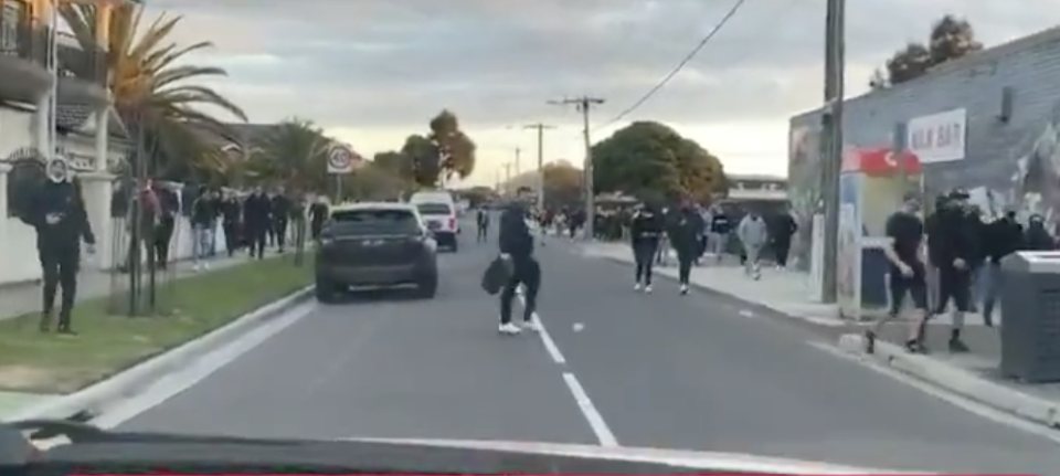 Anti-lockdown protesters took to the streets of Dandenong on Wednesday. Source: 7News