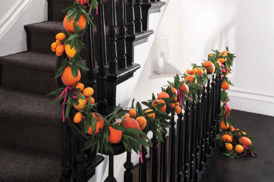 citrus garland on stairs