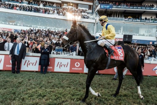 Winning jockey Anton Marcus and his horse "Do it Again"