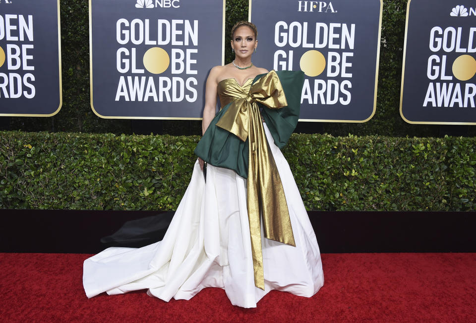 Jennifer Lopez arrives at the 77th annual Golden Globe Awards at the Beverly Hilton Hotel on Sunday, Jan. 5, 2020, in Beverly Hills, Calif. (Photo by Jordan Strauss/Invision/AP)