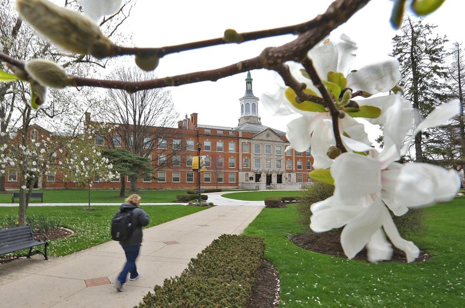 A student heads toward Erskine Hall at Ohio Dominican University in this 2016 Dispatch photo The campus on Columbus' East Sixe saw a 30% increase in freshman enrollment between 2021 and 2023, but national problems with student aid applications have reduced fall enrollment projections for this year.