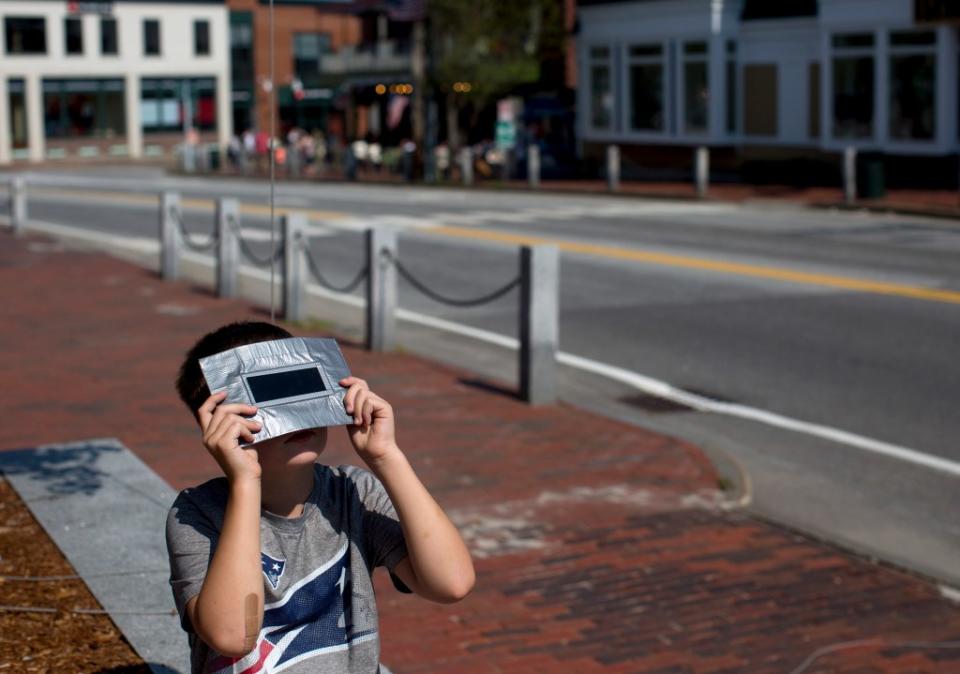 For those in the Connecticut area, the event will start around 2:11 p.m. and last until 4:36 p.m., and at its peak, viewers will see nearly 91% totality. Portland Press Herald via Getty Images