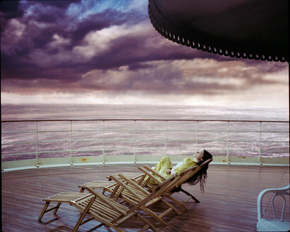 Deck of the cruise ship in ‘Poor Things’