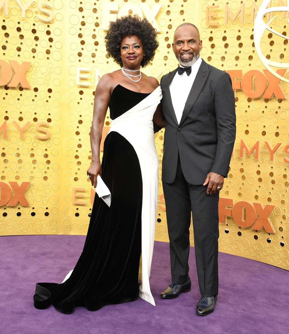 Viola Davis was joined by her husband Julius Tennon on the red carpet at the 71st Emmy Awards in Los Angeles [Photo: Getty Images]