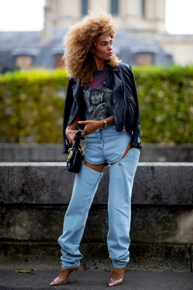 On the street at Paris Fashion Week. Photo: Imaxtree